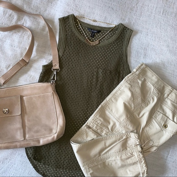Banana Republic Tops - BANANA REPUBLIC khaki eyelet/mesh sleeveless top